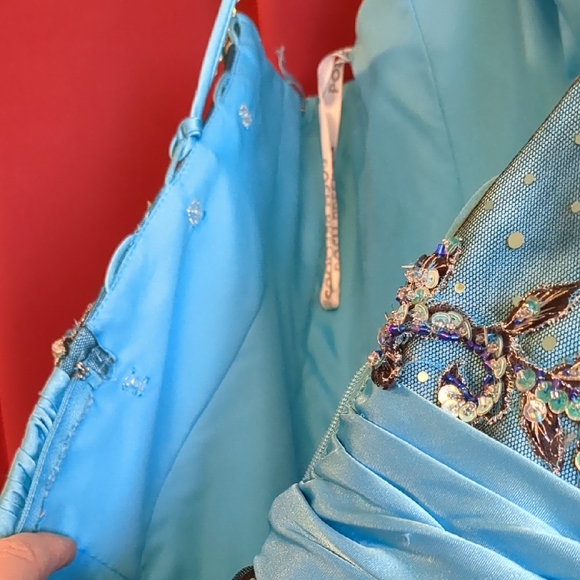 Posh Blue Formal Gown Sleeveless Spaghetti Strap Sweetheart - Picture 14 of 16